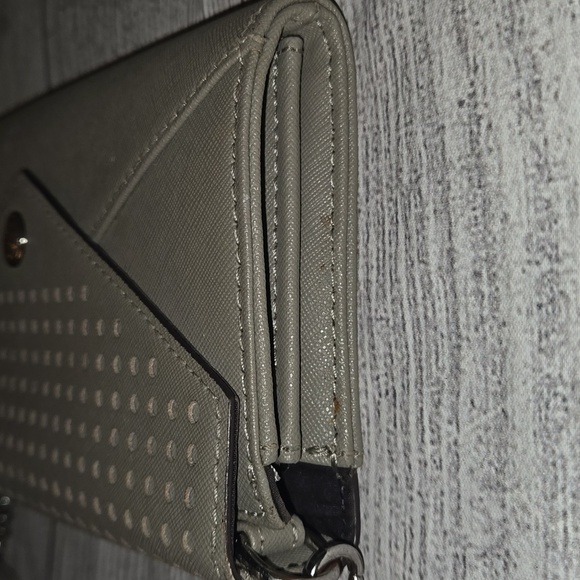 Rebecca Minkoff Leather Crossbody Envelope Chain Strap Clutch Bag Gray/Silver - Picture 6 of 14